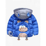 Boys Hooded Cartoon Down Jacket - Blue 120