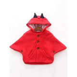 Ear Hooded Button Design Batwing Cape Jacket - Red 140
