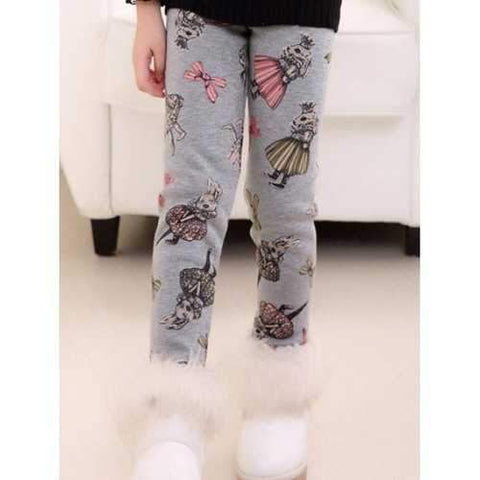 Plush Fleece Lined Tights Leggings - Gray 130