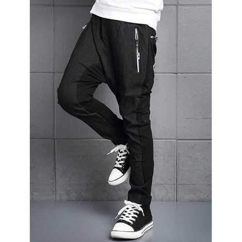 Boys CrossBones Print Halloween Harem Pants - Black 150