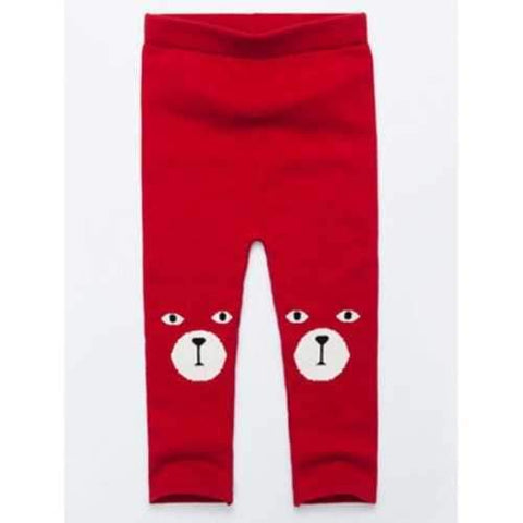 Panda Pattern Seamless Warm Leggings - Red 90