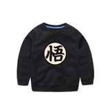 Crew Neck Long Sleeve Chinese Character Pullover Sweatshirt - Black 120