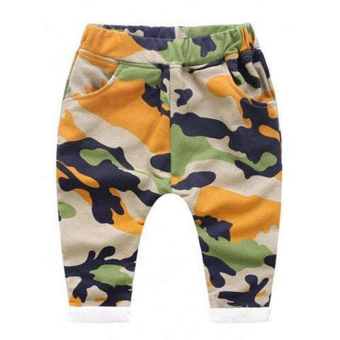Kids Camo Print Harem Pants - Sweet Orange 130