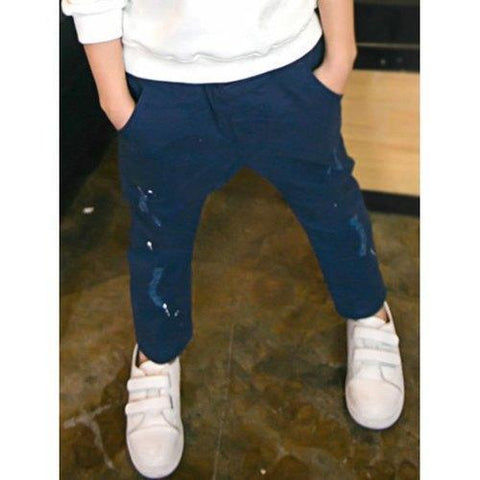 Boys Elastic Waist Ripped Sweatpants - Cadetblue 120