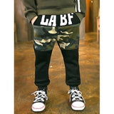 Boys Letter Print Camo Sweatpants - Black 100