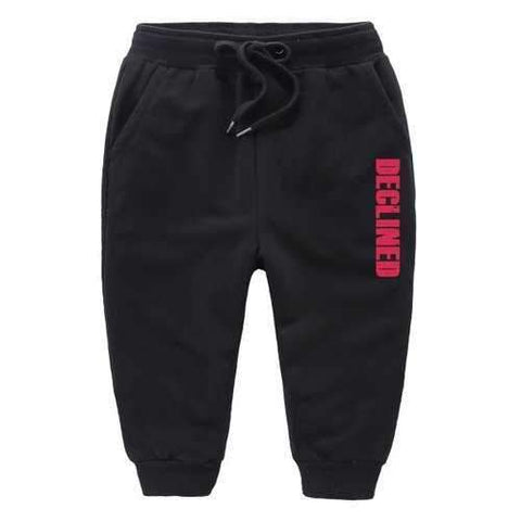 Casual Drawstring Letter Print Kids Sweatpants - Black 100
