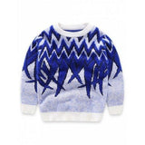 Pullover Wool Color Block Sweater - Blue 120
