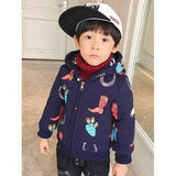 Boys Cartoon Print Thicken Hoodie - Cadetblue 110