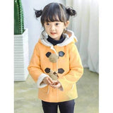 Kids Hooded Horn Button Chamois Jacket - Yellow 130
