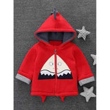 Kids Hooded Clown Print Cartoon Coat - Red 120