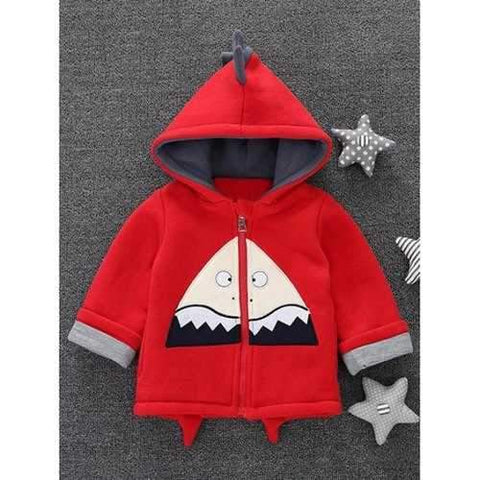 Kids Hooded Clown Print Cartoon Coat - Red 120