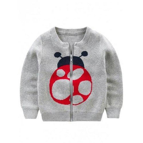 Insect Printed Zipped Cardigan - Gray 100