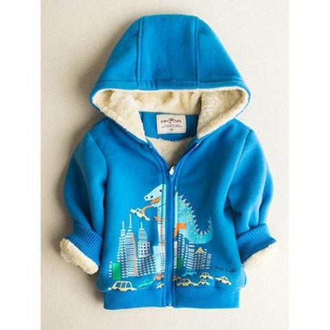 Cartoon Printed Hoodie - Blue 130