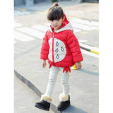 Cartoon Hooded Padded Jacket - Red 80