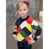 Girls Crew Neck Color Block Sweater - 100
