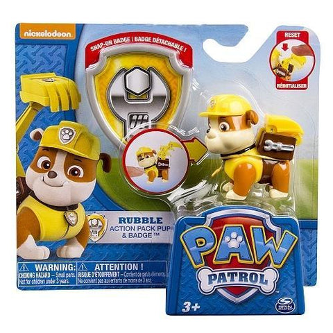 Paw Patrol - Action Pack Pup & Badge - Rubble