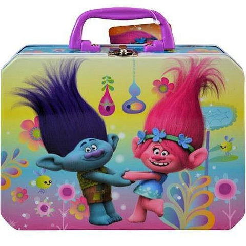 Trolls Deluxe Rectangle Tin Box With Plastic Handle and Clasp