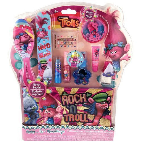 Townley Girl Dreamworks Trolls Makeup Kit for Girls Nail Polish Gems Lip Balm Gloss Brush Mirror and More