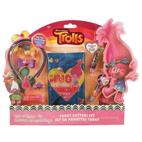 TownleyGirl Trolls Hair & Lip Gloss Set with Bonus Poppy Bag