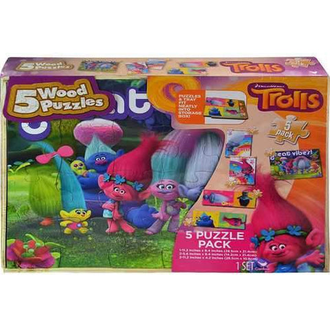 DreamWorks Trolls Wood Puzzle Pack [Pack of 5 Puzzles]