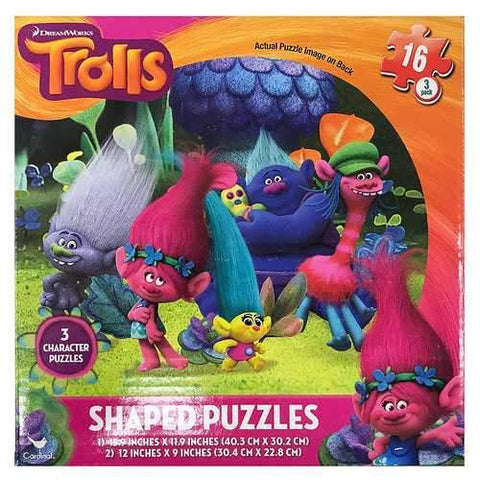 Dreamworks Trolls 3-Shaped Character Puzzles