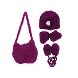 Hand Knit Magenta Purse with Beanie Booties and Mittens ( Case of 12 )