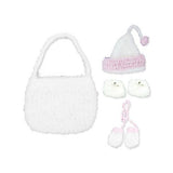 White Hand Knit Bag with Beanie Hat Mittens ( Case of 15 )