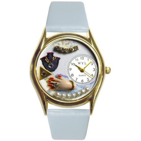 Jewelry Lover Blue Pearls Watch Small Gold Style