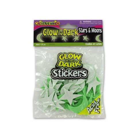 Glow in the dark moon and stars stickers ( Case of 18 )