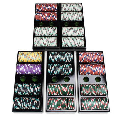 500ct Claysmith Poker Knights Chip Set in Hi-Gloss Wood Case