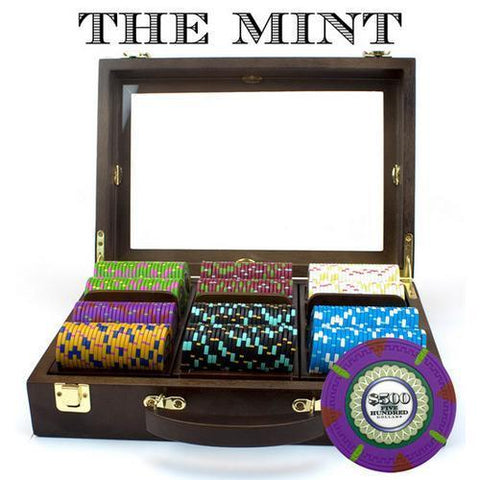 300Ct Claysmith Gaming 'The Mint' Chip Set in Walnut Case