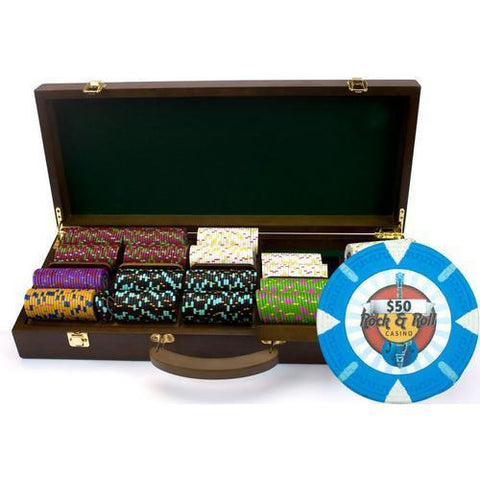 500Ct Claysmith Gaming 'Rock & Roll' Chip Set in Walnut