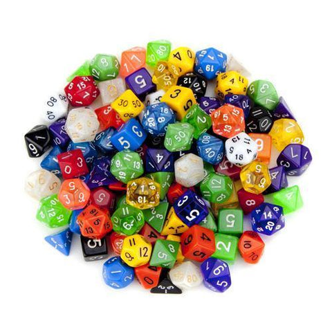 100+ Pack of Random Polyhedral Dice w/ Free Pouch