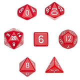 7 Die Polyhedral Dice Set  in Velvet Pouch- Opaque Red