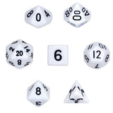 7 Die Polyhedral Dice Set  in Velvet Pouch- Opaque White