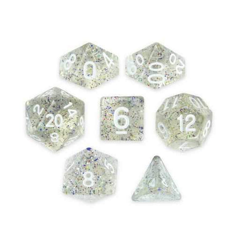 Set of 7 Polyhedral Dice, Sparkle Vomit