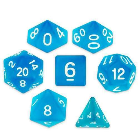 Set of 7 Polyhedral Dice, Sea Glass