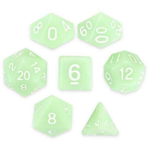 Set of 7 Polyhedral Dice, Ghost Jade