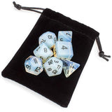 Set of 7 Handmade Stone Polyhedral Dice, Opalite