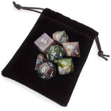 Set of 7 Handmade Stone Polyhedral Dice, Indian Agate