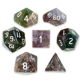 Set of 7 Handmade Stone Polyhedral Dice, Indian Agate