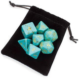 Set of 7 Handmade Stone Polyhedral Dice, Turquoise