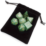 Set of 7 Handmade Stone Polyhedral Dice, Aventurine