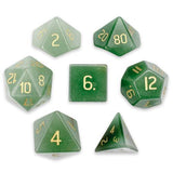 Set of 7 Handmade Stone Polyhedral Dice, Aventurine