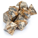 Set of 7 Handmade Stone Polyhedral Dice, Picture Jasper