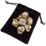 Set of 7 Handmade Stone Polyhedral Dice, Picture Jasper