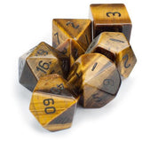 Set of 7 Handmade Stone Polyhedral Dice, Tiger's Eye