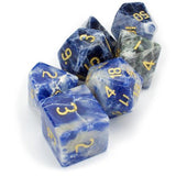 Set of 7 Handmade Stone Polyhedral Dice, Sodalite