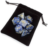 Set of 7 Handmade Stone Polyhedral Dice, Sodalite