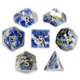 Set of 7 Handmade Stone Polyhedral Dice, Sodalite